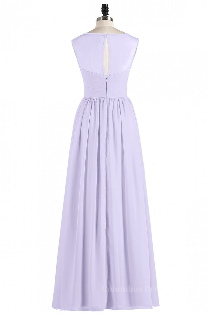 Formal Dress Shop Near Me, Lavender Illusion Scoop Chiffon Long Bridesmaid Dress