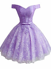 Bridesmaid Dresses Purple, Lavender Lace and Satin Sweetheart Homecoming Dress, Lavender Short Prom Dress