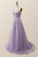 Prom Dresses 2056, Lavender Lace Appliques A-line Long Formal Dress