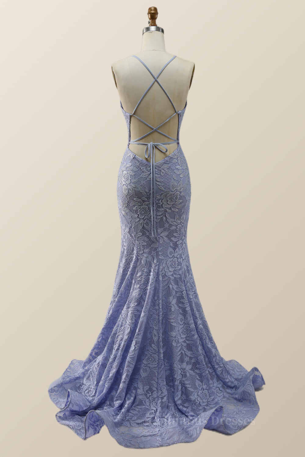 Chic Dress Classy, Lavender Lace Mermaid Long Prom Dress