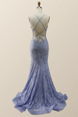 Chic Dress Classy, Lavender Lace Mermaid Long Prom Dress