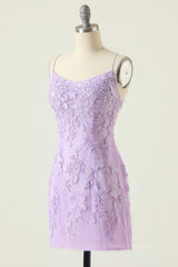 Princess Dress, Lavender Lace Straps Tight Mini Dress