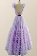 Prom, Lavender Princess Tiered Ruffles Long Formal Dress