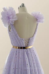 Pink Dress, Lavender Princess Tiered Ruffles Long Formal Dress