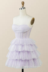 Prom Dresses 2064 Fashion Outfits, Lavender Strapless Cowl Neck Short A-line Princess Dress