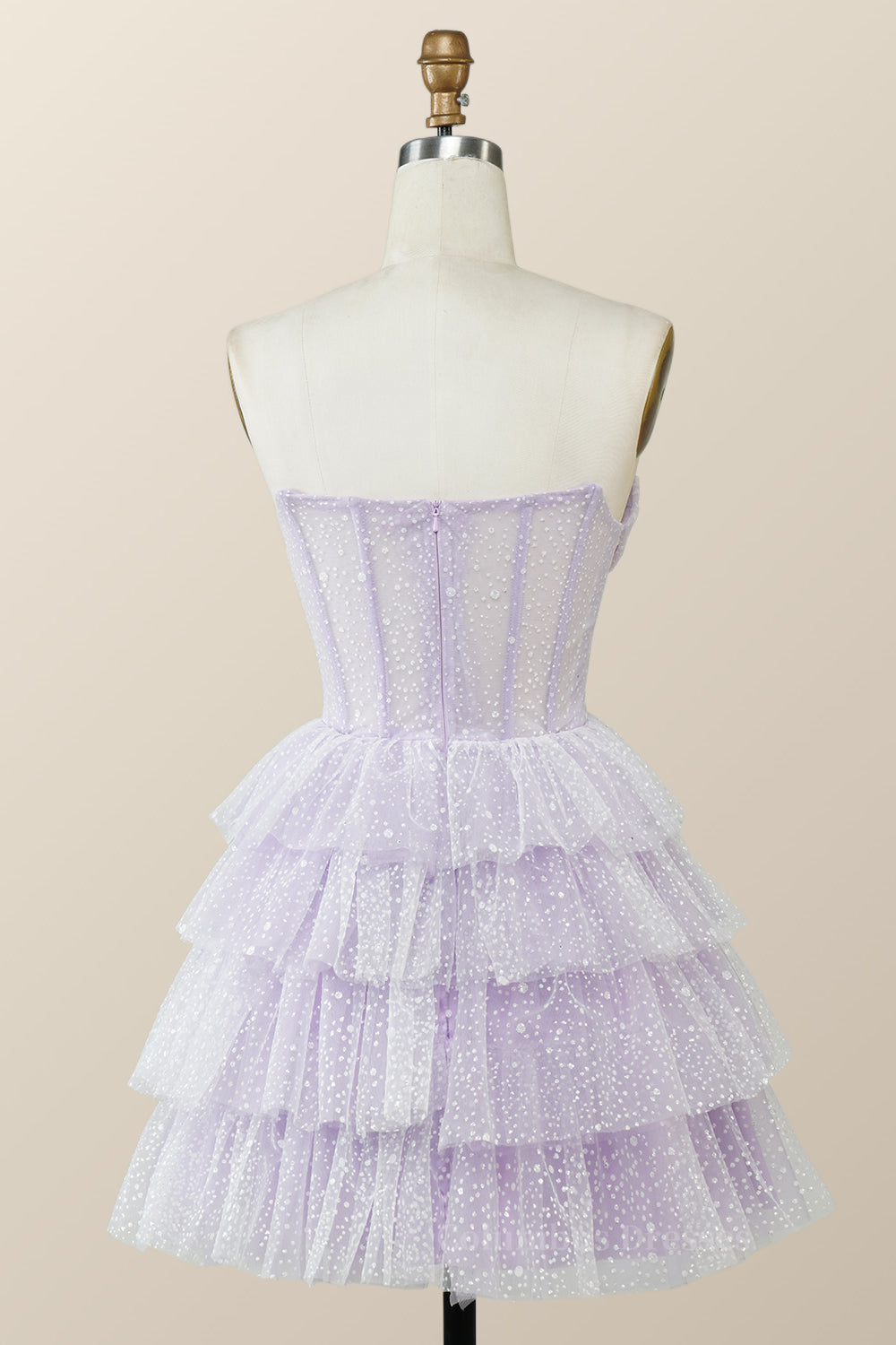 Prom Dresses 2064 Fashion Outfit, Lavender Strapless Cowl Neck Short A-line Princess Dress