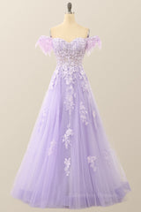 Evening Dresses For Over 79S, Lavender Sweetheart Floral Embroidered Long Formal Dress