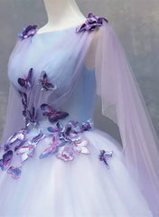 Engagement Photo, Lavender Tulle Long Formal Dress with Butterflies£¬Lavender Sweet 16 Dress
