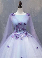 Bridesmaids Dresses Black, Lavender Tulle Long Formal Dress with Butterflies£¬Lavender Sweet 16 Dress