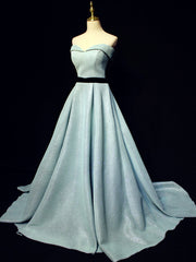 Bridesmaid Dresses Sales, Light Blue A line Long Prom  Dress, Blue  Formal Evening Dresses