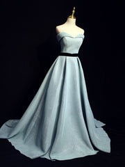 Bridesmaid Dresses Sale, Light Blue A line Long Prom  Dress, Blue  Formal Evening Dresses