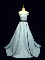 Bridesmaids Dresses Sale, Light Blue A line Long Prom  Dress, Blue  Formal Evening Dresses