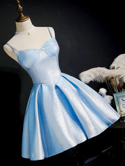 Bridesmaid Dresses Quick Shipping, Light Blue Satin Sweetheart Homecoming Dress, Blue Short Prom Dress, Party Dress