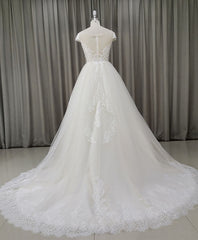 Wedding Dress Under 100, Light Champagne Tulle Lace Long Wedding Dress Lace Bridal Dress