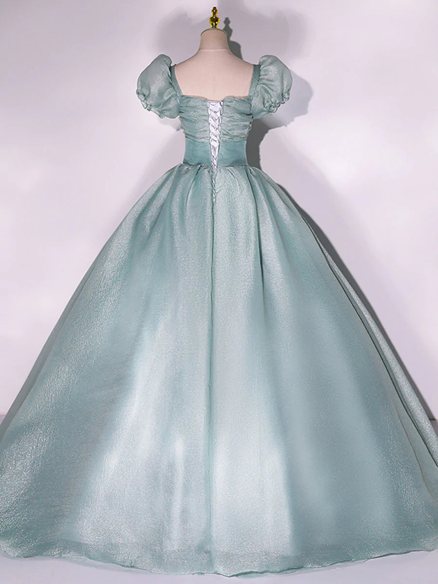 Gown Dress, Light Green Ball Gown Shiny Tulle Sweet 16 Dresses, Cute Junior Prom Dresses
