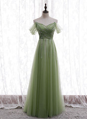 Bridesmaid Dress Orange, Light Green Beaded Sweetheart Long Party Dress, Green Formal Dress Prom Dress