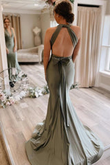 Light Green Convertible Satin Mermaid Prom Bridesmaid Dress