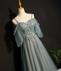 Plu Size Wedding Dress, Light Green Tulle A-line Off Shoulder Party Dress, Long Prom Dress