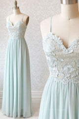 Formal Dress Fall, Light green tulle lace long prom dress, green evening dress