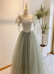 Formal Dresses For Girls, Light Green Tulle Long Evening Dress, Green Formal Dress Party Dress