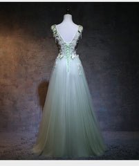 Party Dress Dress, Light Green Tulle Long Party Dress, A-line Floor Length Prom Dress