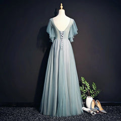 Homecomming Dresses Fitted, Light Green Tulle Long Party Dress, Green Lace Low Back Prom Dress Evening Dress