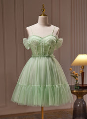 Bridesmaid Dress Under 100, Light Green Tulle Short Party Dress Graduation Dress, Cute Short Formal Dress
