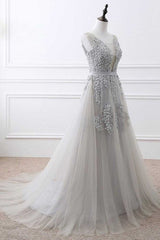 Party Dresses Formal, Light Grey High Quality Long Party Dress, New Prom Dress