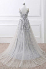 Party Dress Formal, Light Grey High Quality Long Party Dress, New Prom Dress