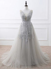 Party Dress On Sale, Light Grey High Quality Long Party Dress, New Prom Dress