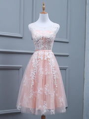 Prom Shoes, Light Pink Short Lace Prom Dresses, Light Pink Short Lace Graduation Homecoming Dresses