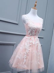 Wedding Inspiration, Light Pink Short Lace Prom Dresses, Light Pink Short Lace Graduation Homecoming Dresses
