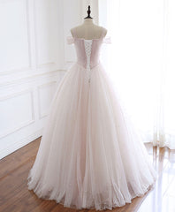 Engagement Dress, Light Pink Tulle Long Prom Dress Pink Tulle Formal Graduation Dresses