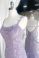 Prom Dress Graduacion, Light Purple Lace Mermaid Prom Dresses, Purple Lace Mermaid Formal Evening Dresses