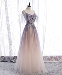 Long Gown, Light Purple Tulle Sequin Long Prom Dress, Purple Formal Party Dress