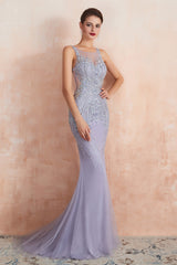 Prom Dressed Black, Lilac Fitted Mermaid V-Neck Long Prom Dresses
