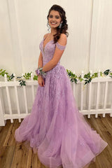 Lilac High Low Spaghetti Straps Lace Prom Dress