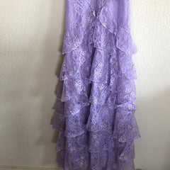 Summer Wedding, Lilac Lace Long prom dress Evening Gown Party Dress