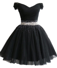 Evening Dresses Stunning, Little Black Homecoming Dress  Tulle Cute Short Formal Dress