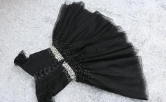 Evening Dresses For Party, Little Black Homecoming Dress  Tulle Cute Short Formal Dress
