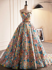 Prom Dresses Prom Dress, Beautiful Sequins Strapless Long Prom Dress, A-Line Evening Dress Party Dress
