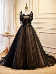 Prom Dress Prom Dress, Black Tulle Lace Long Prom Dress, Black Evening Party Dress