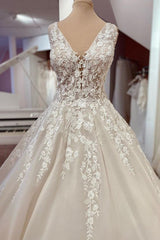 Wedding Dress Websites, Long A-Line Sweetheart Appliques Lace Backless Wedding Dress