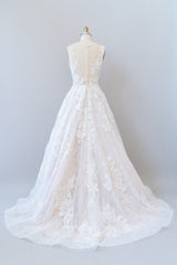 Wedding Dress Outfits, Long A-line Sweetheart Appliques Lace Tulle Wedding Dress