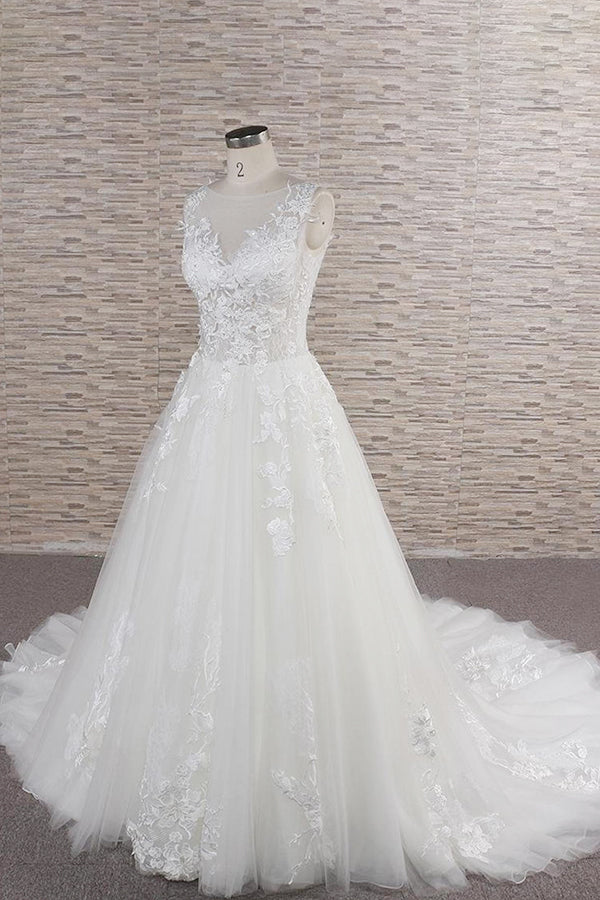 Wedding Dressing Accessories, Long A-line Sweetheart Applqiues Lace Tulle Wedding Dress