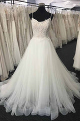 Wedding Dresses Classis, Long A-line Sweetheart Lace Tulle Wedding Dress