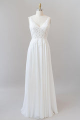 Wedding Dress Wedding Dress, Long A-line Sweetheart Spaghetti Strap Appliques Chiffon Wedding Dress