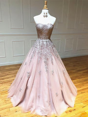 Prom Dress Fitted, Long Lace Prom Dresses with Corset Back, Long Lace Formal Evening Graduation Dresses