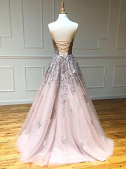Prom Dresses Fitting, Long Lace Prom Dresses with Corset Back, Long Lace Formal Evening Graduation Dresses