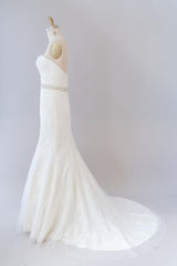 Wedding Dressed For The Beach, Long Mermaid Strapless Tulle Lace Wedding Dress